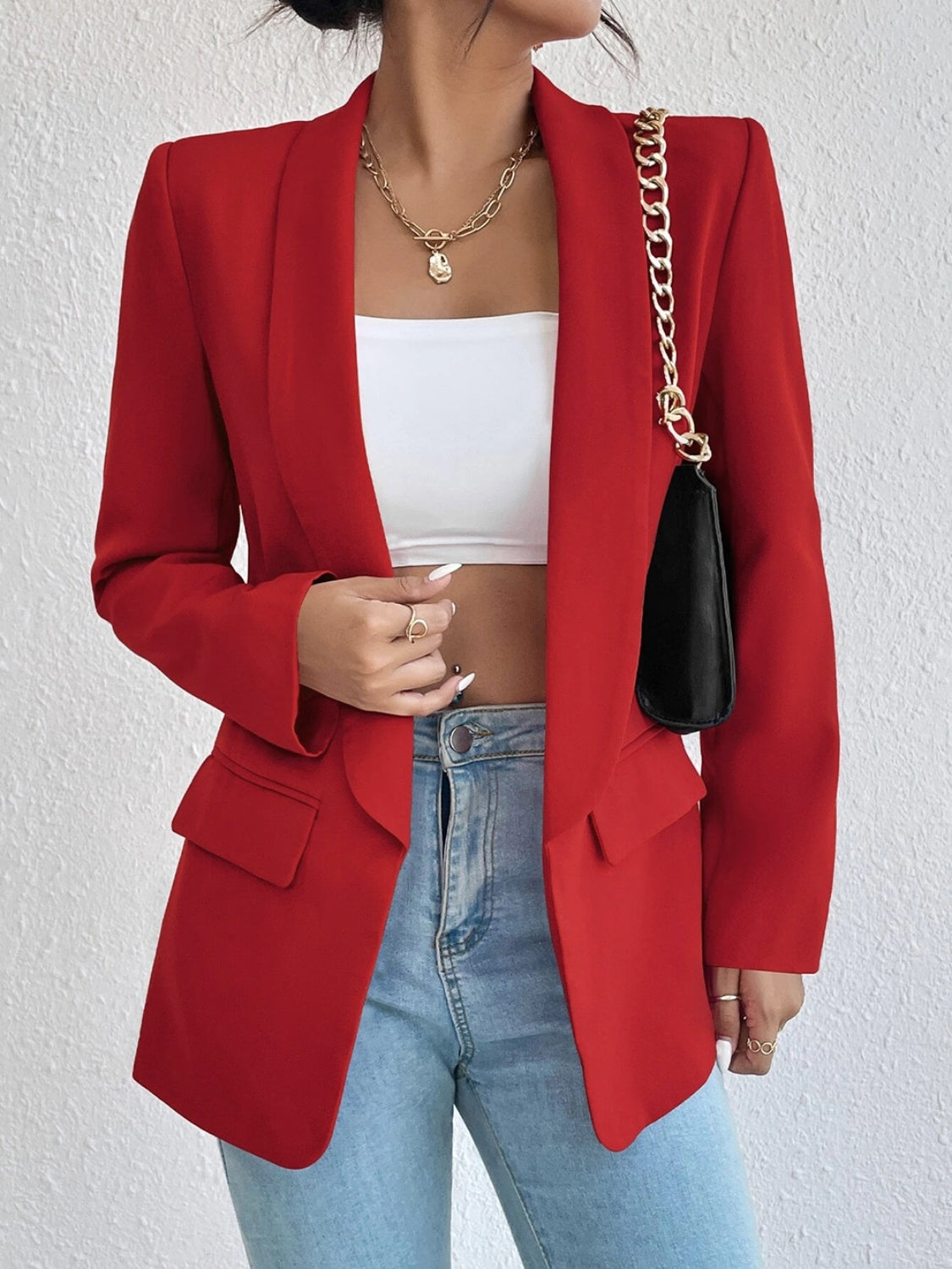 Shawl Collar Long Sleeve Blazer Accessories for women