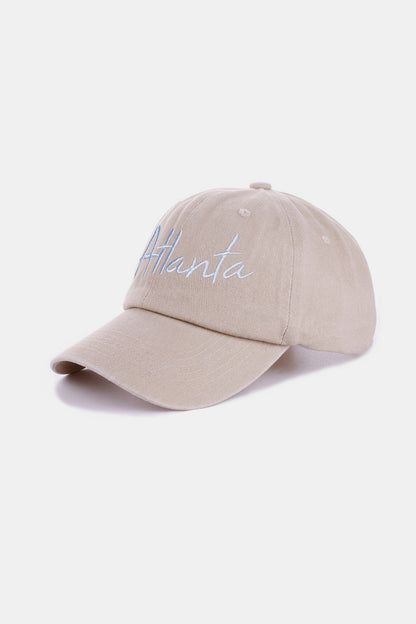 Zenana Washed ATLANTA Embroidered Baseball Cap Accessories for women