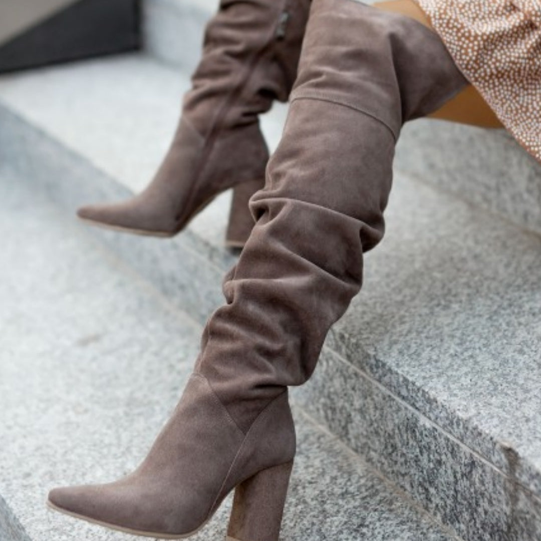 Fall Winter Fashion High Heel Pointed Toe Suede Women's Over-the-knee Boots Shoes & Bags