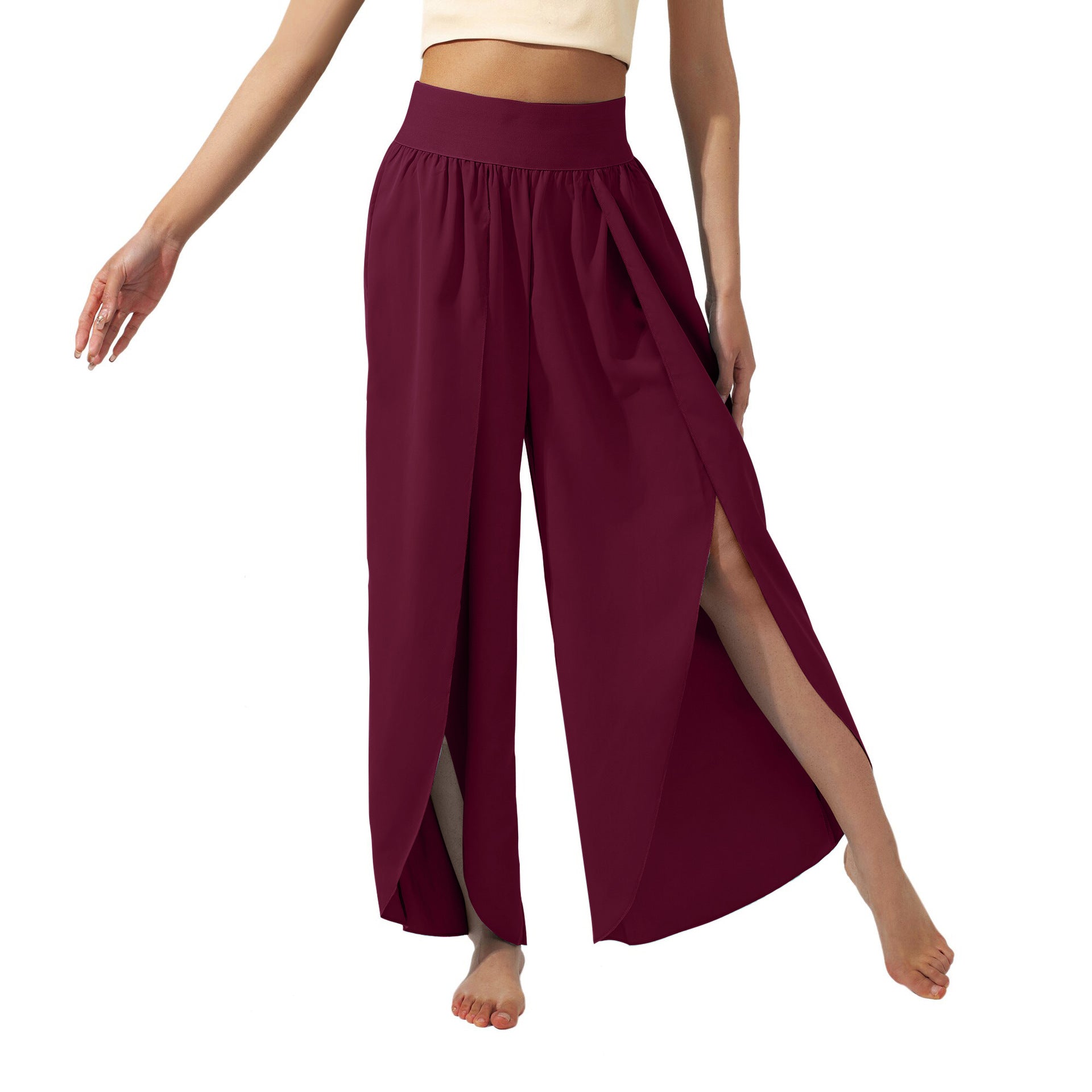 Women's Fashionable All-match Slimming High Waist Slit Yoga Pants apparel & accessories