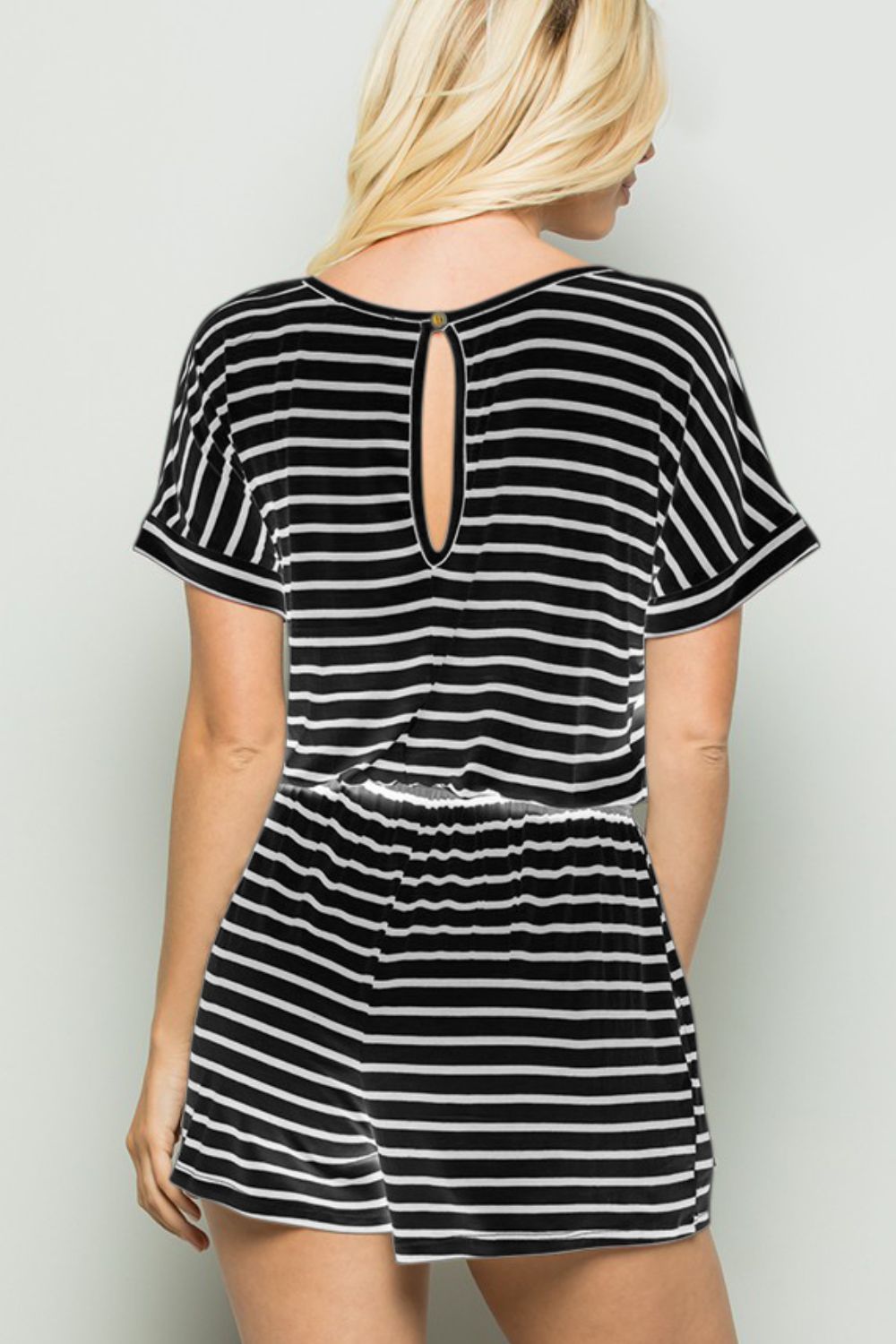 Heimish Striped Round Neck Short Sleeve Romper Bottom wear