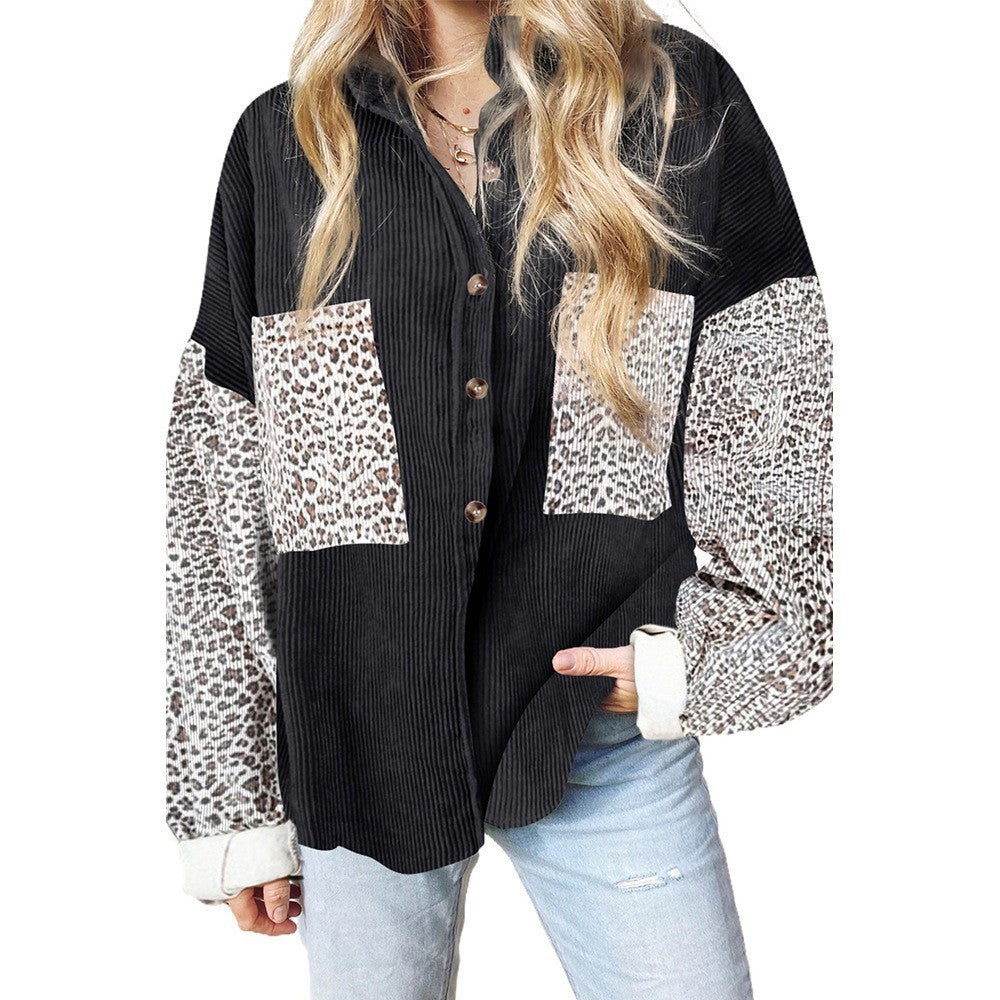 Leopard Print Women's Shirt Lapel Jacket apparels & accessories