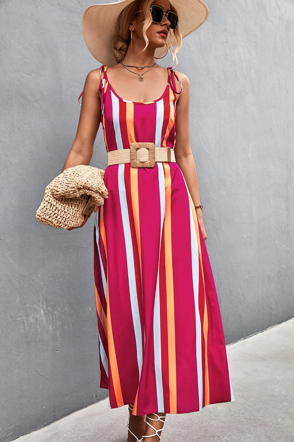 Striped Scoop Neck Cami Dress Dresses & Tops