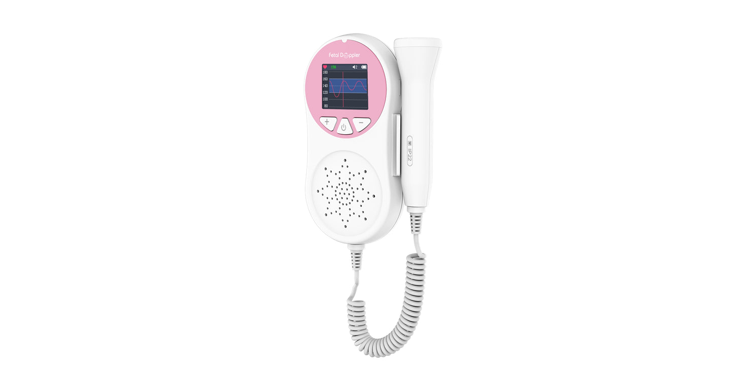 Pocket Fetal Doppler Digits Curve Display Pregnancy Baby Heart Rate Monitor,3Mhz Pink Gadgets