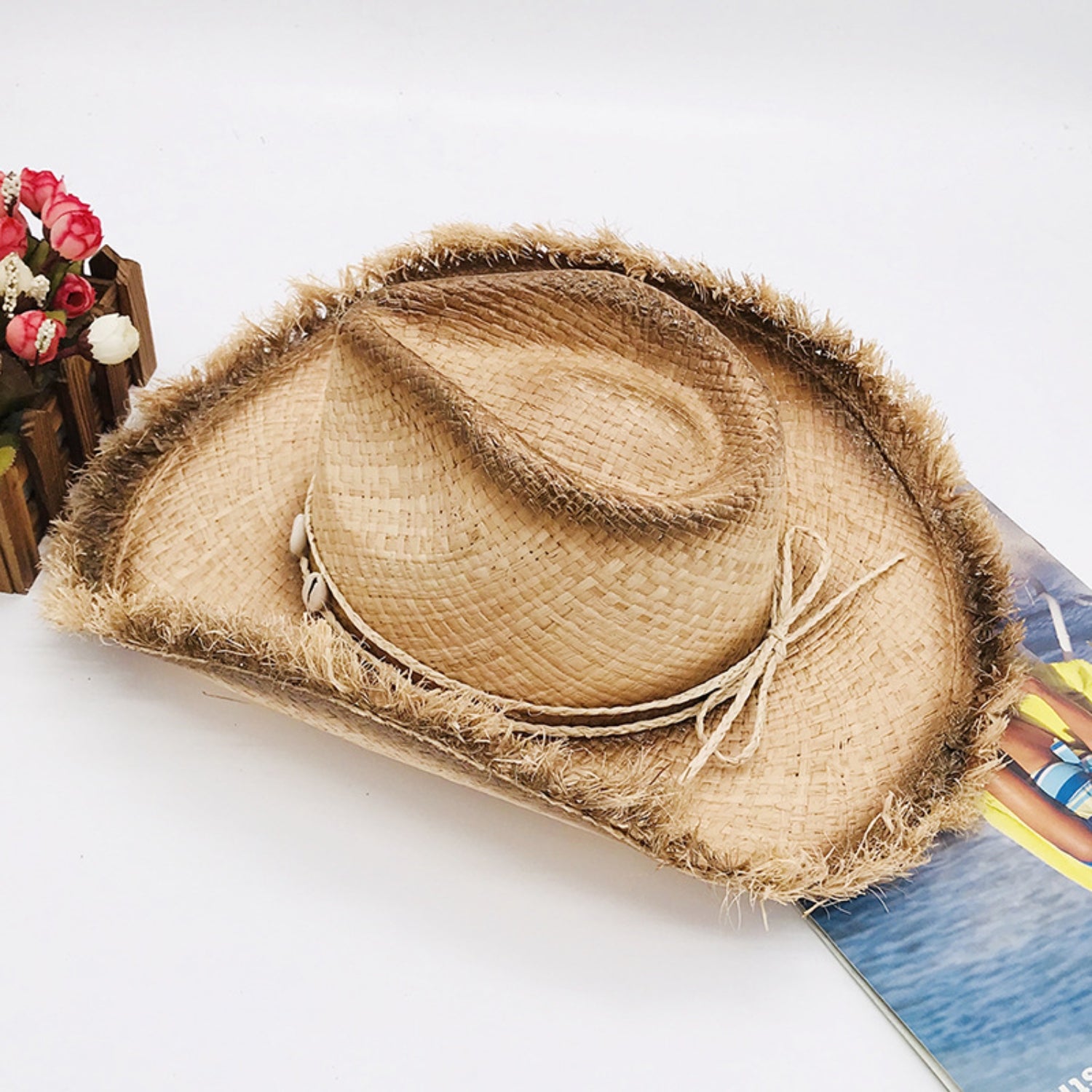 Raw Hem Wide Brim Raffia Hat apparel & accessories