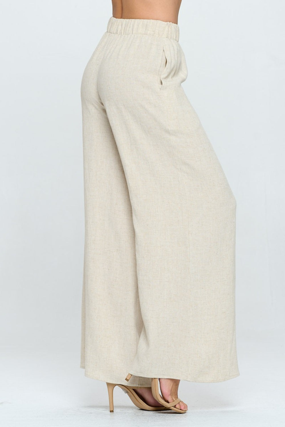 RENEE C Linen Wide Leg Pants with Pockets Bottom wear