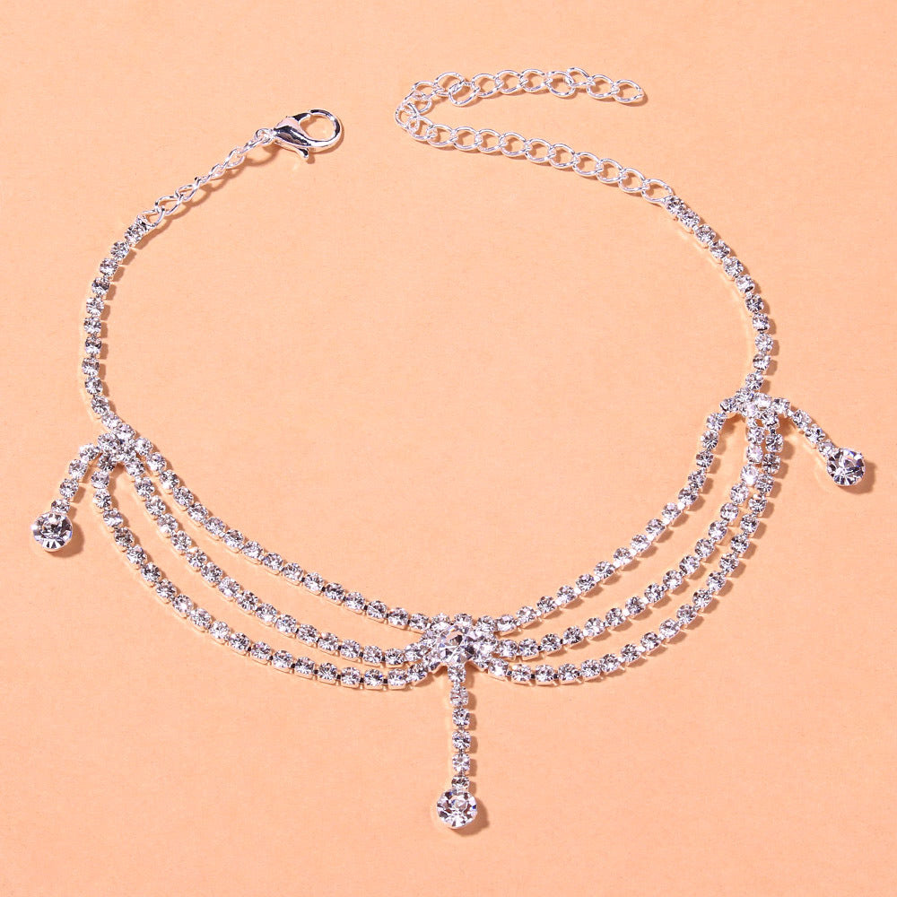 Women's Trendy Rhinestone Multi-layer Anklet Jewelry