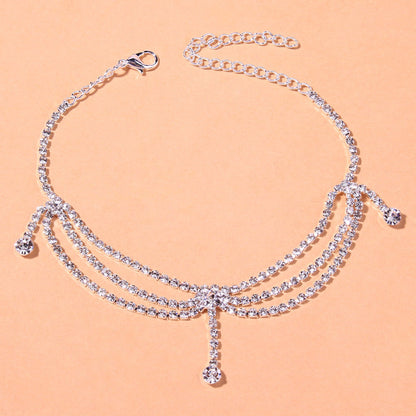 Women's Trendy Rhinestone Multi-layer Anklet Jewelry