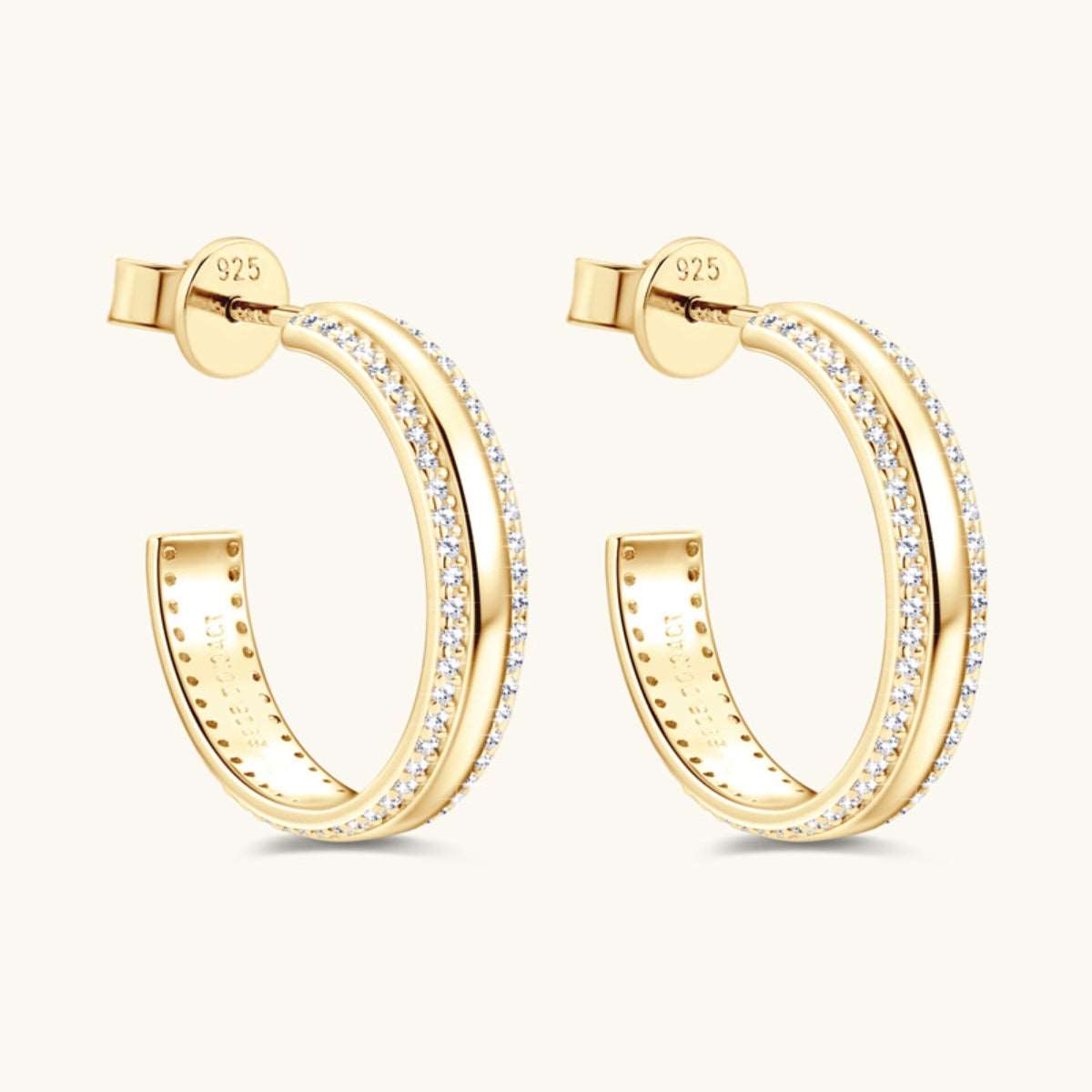 925 Sterling Silver Inlaid Moissanite C-Hoop Earrings apparel & accessories