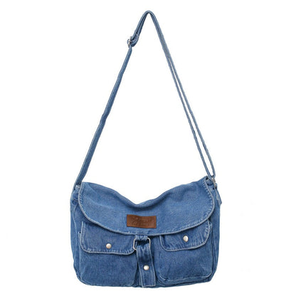 Pure Color Washed Denim Canvas Bag apparel & accessories