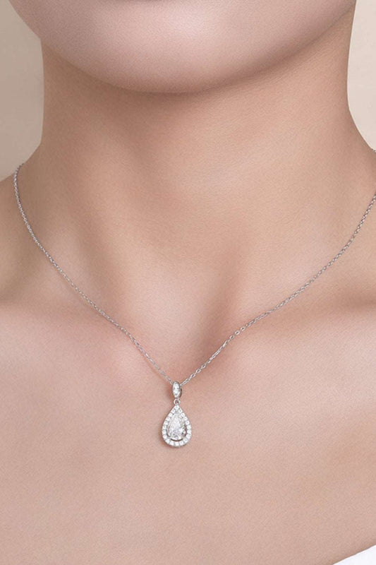 1.5 Carat Moissanite 925 Sterling Silver Teardrop Necklace apparel & accessories