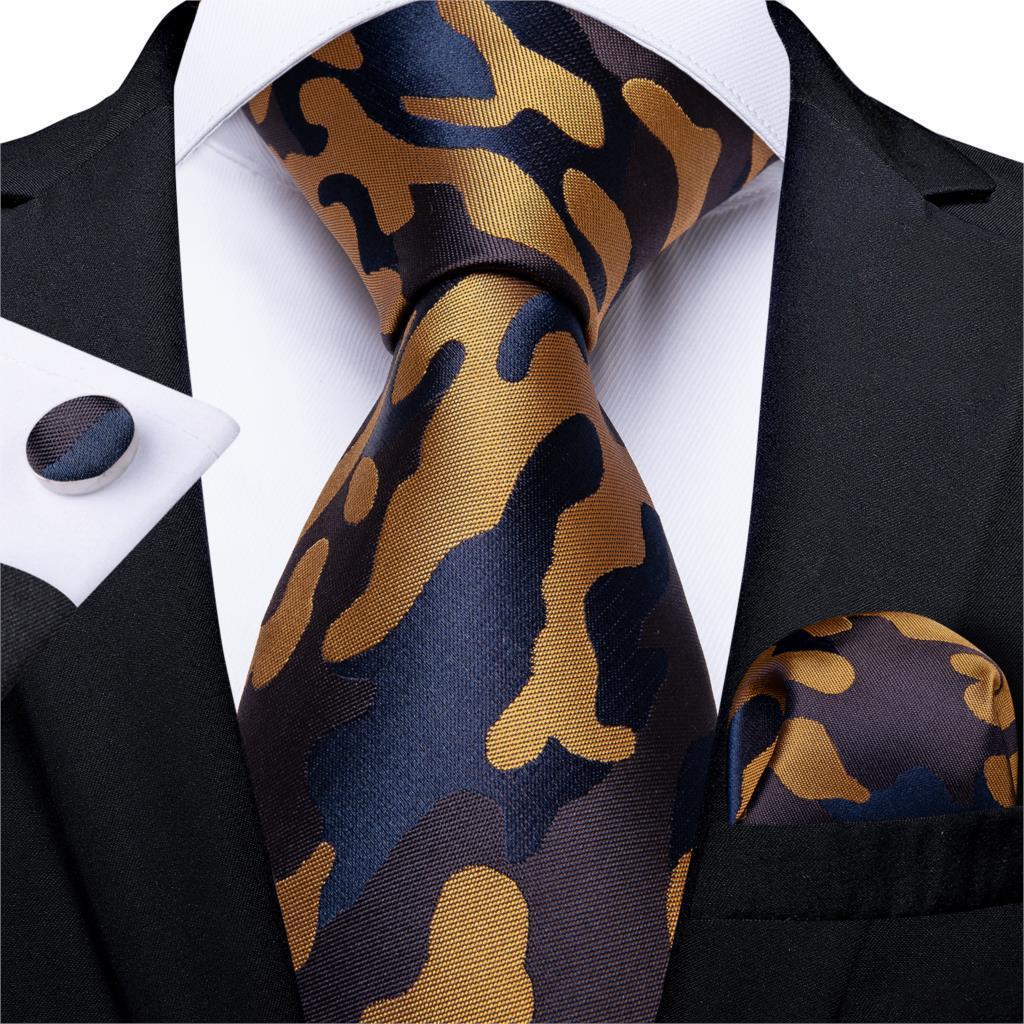 Men's Tie Luxury Black And Gold Striped Silk Woven apparels & accessories