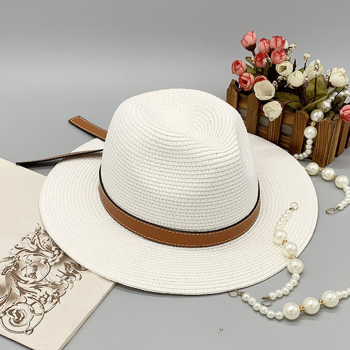 Wide Brim Paper Braided Hat Accessories for women