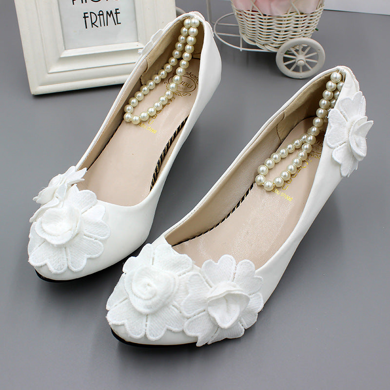 White Anklet Large Size Women's Wedding Shoes Shoes & Bags