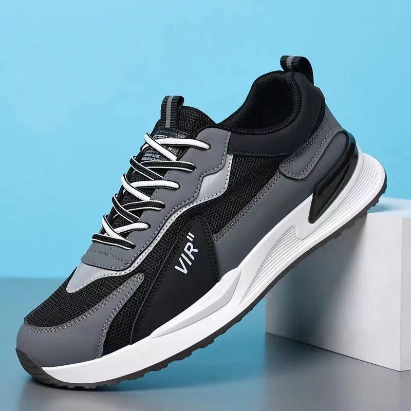 Men's Color Block Mesh Shoes Fashion Casual Lace-up Sneakers Outdoor Breathable Running Sports Shoes apparel & accessories