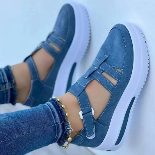 Flats Shoes Women's Sneakers Platform Casual Breathable Sport Shoes With Velcro Shoes & Bags