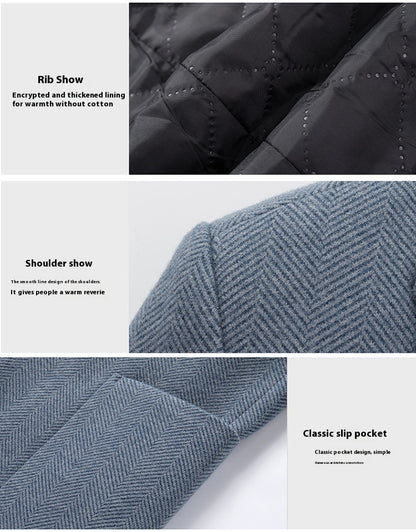 Men's Lapel Herringbone Slim-fit Cashmere Coat men's clothing