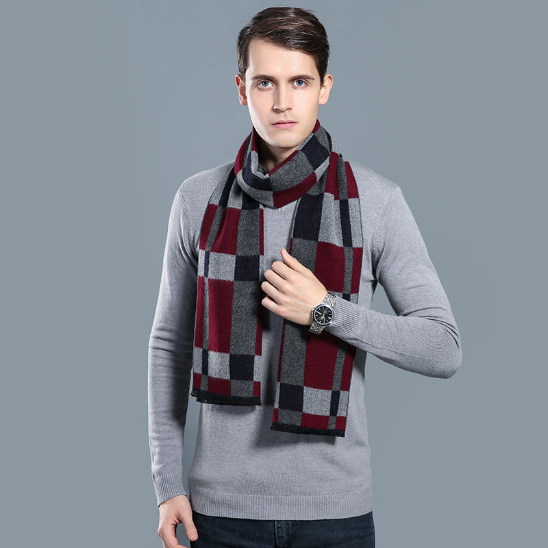 Simple Plaid Warm Keeping Artificial Cashmere Scarf Men's Scarves