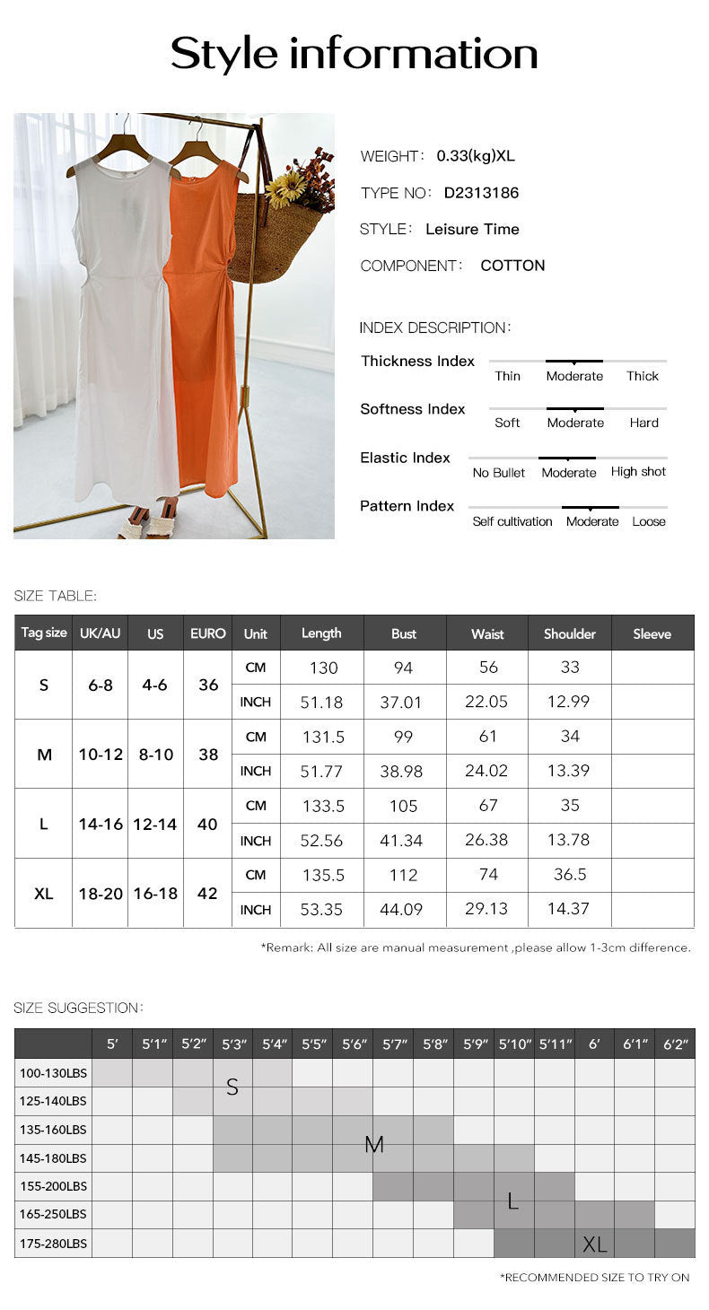 Women's Summer Solid Color Sleeveless Dress apparel & accessories