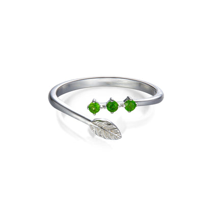 925 Silver Natural Diopside Minimalist Ring Jewelry