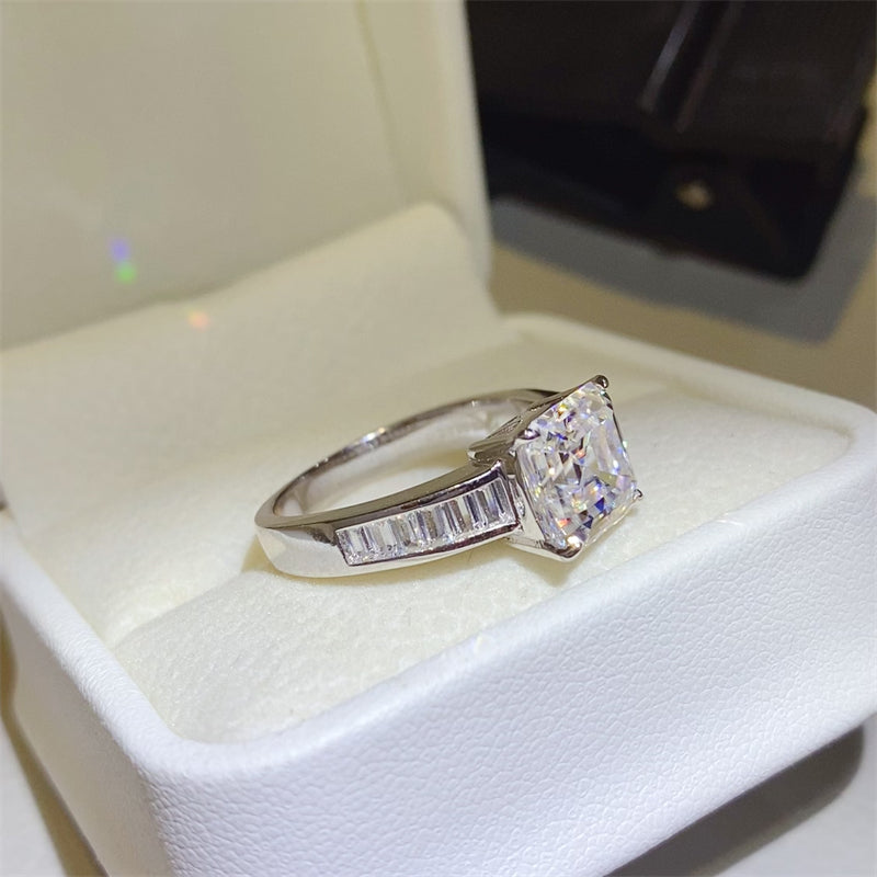 3 Carat Moissanite 925 Sterling Silver Square Shape Ring Jewelry