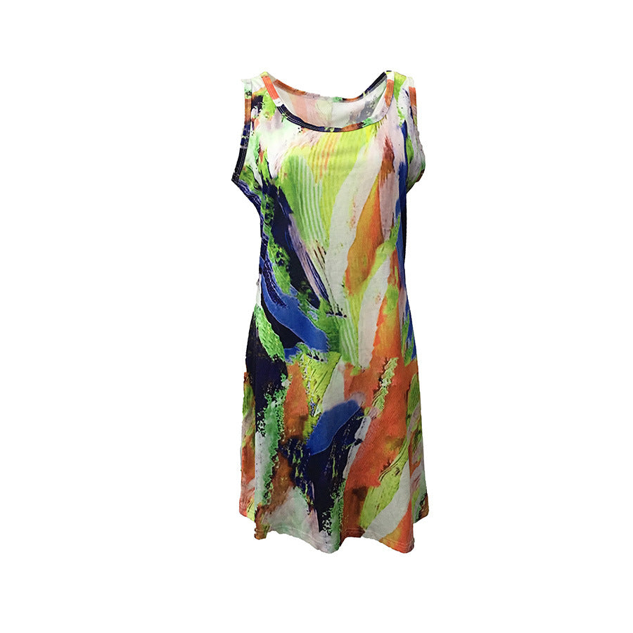 Women's Loose Dress Sleeveless Printed Casual apparel & accessories