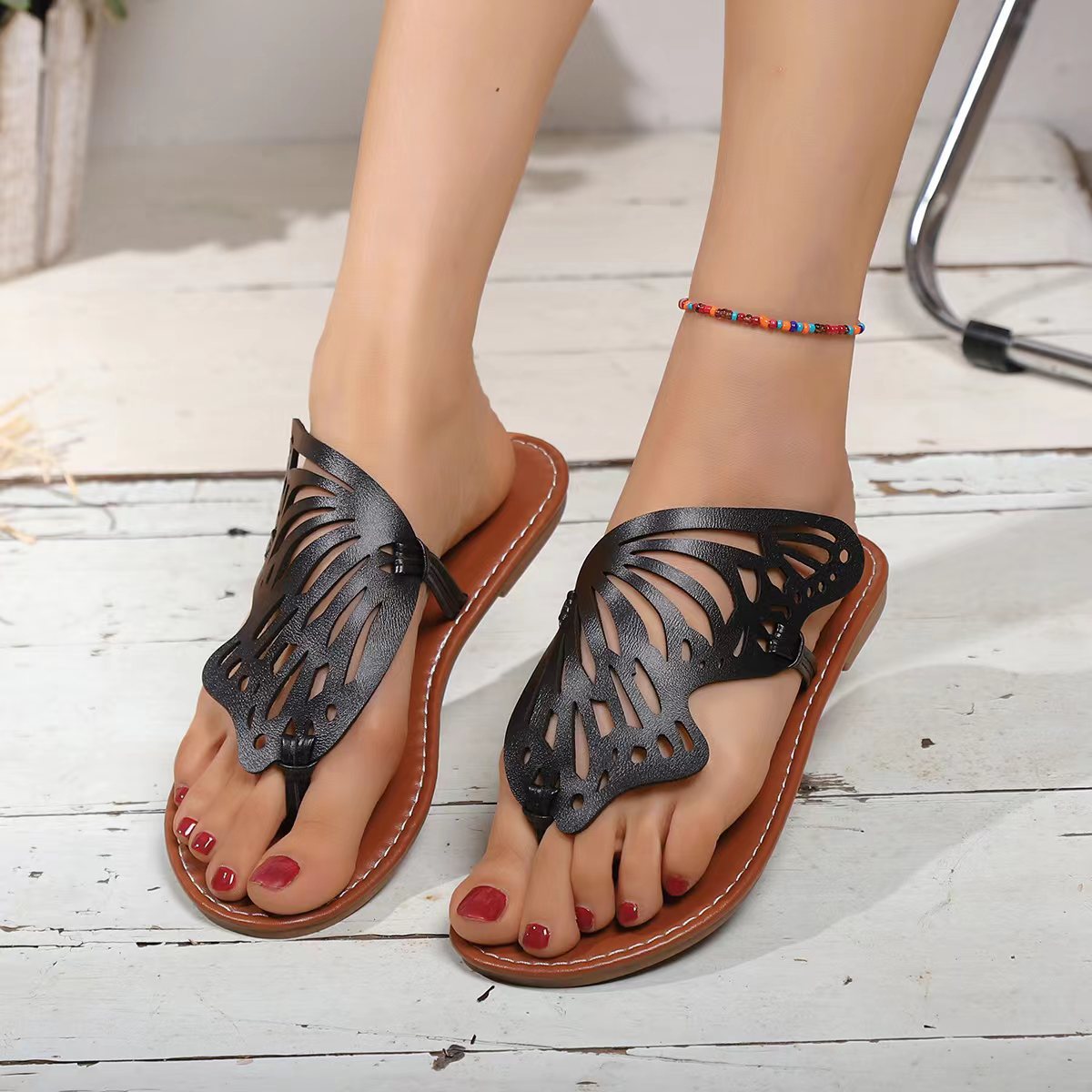 Vintage Flip Flop Butterfly Wings Flat Shoes Shoes & Bags