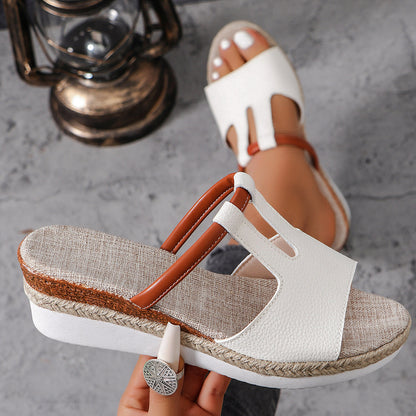 Ethnic Style One Strap Sandals Platform Wedge Buckle Plus Size Shoes & Bags