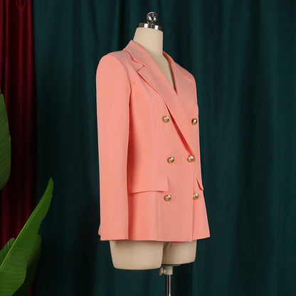 High-waisted Coat With Lapel Long Sleeves  Buttons apparel & accessories