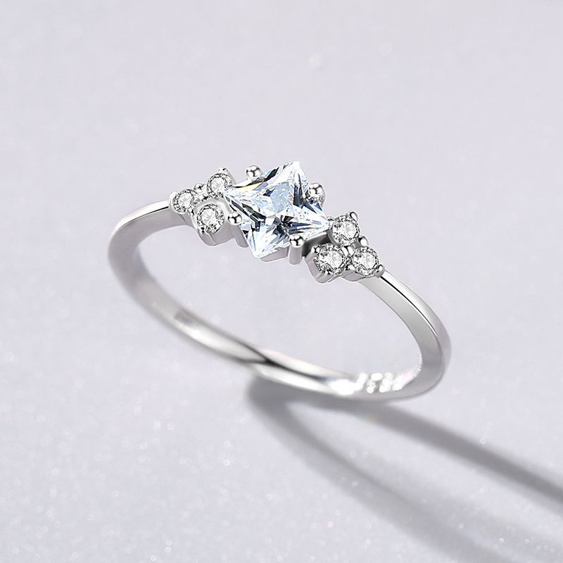 S925 Silver Ring Female Light Luxury Zircon Jewelry