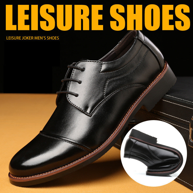 Men's Leather Shoes Plus Size Business Casual Laces Shoes & Bags