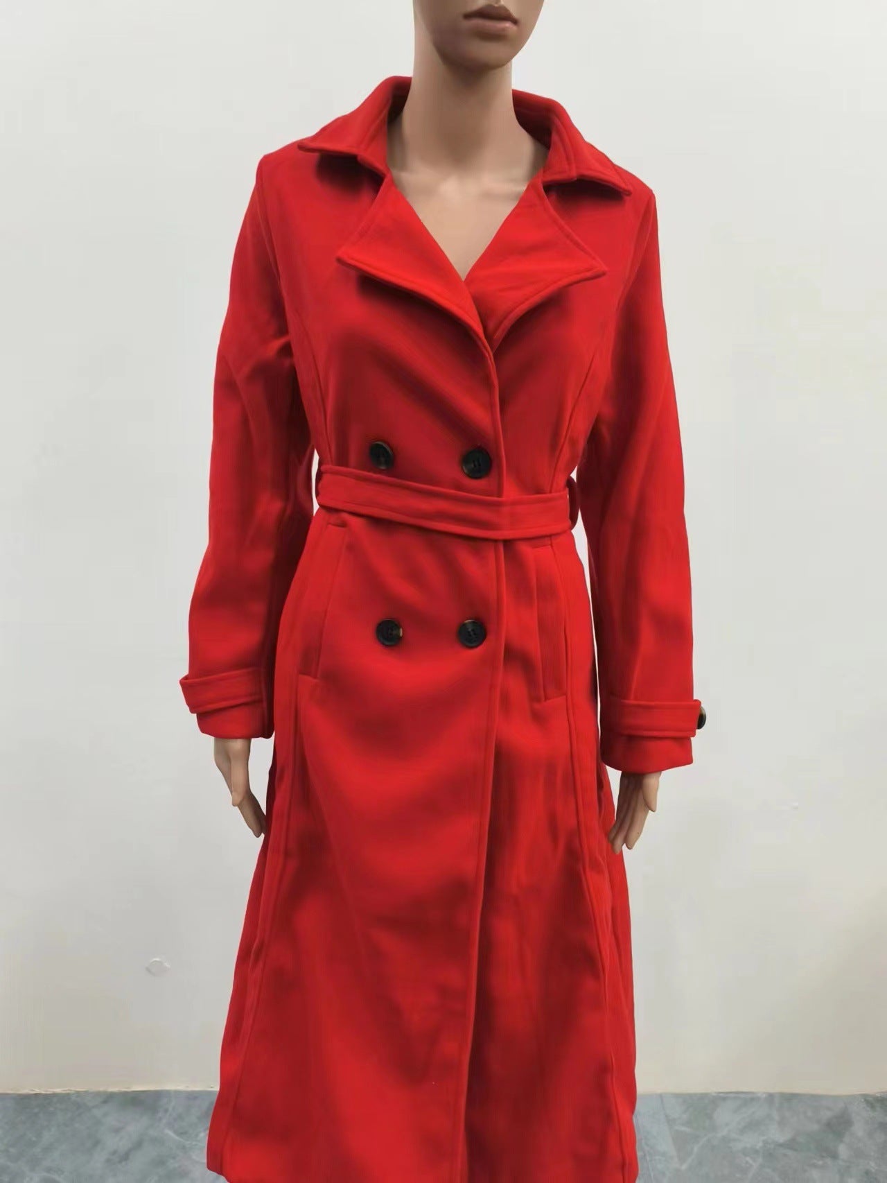 Women's Coat Woolen Extended Suit Collar Trench Coat 0