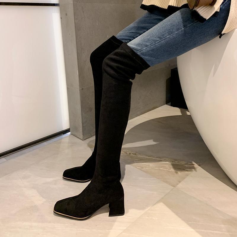 Over The Knee Thick High Heel Boots Shoes & Bags