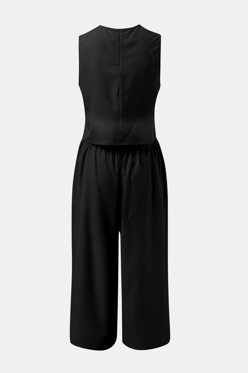 Round Neck Top and Wide Leg Pants Set apparel & accessories