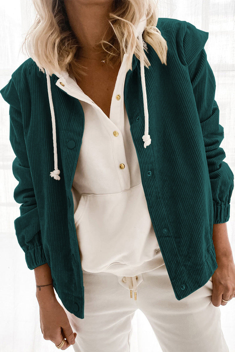 Simple Corduroy Cardigan Long Sleeve Jacket apparel & accessories