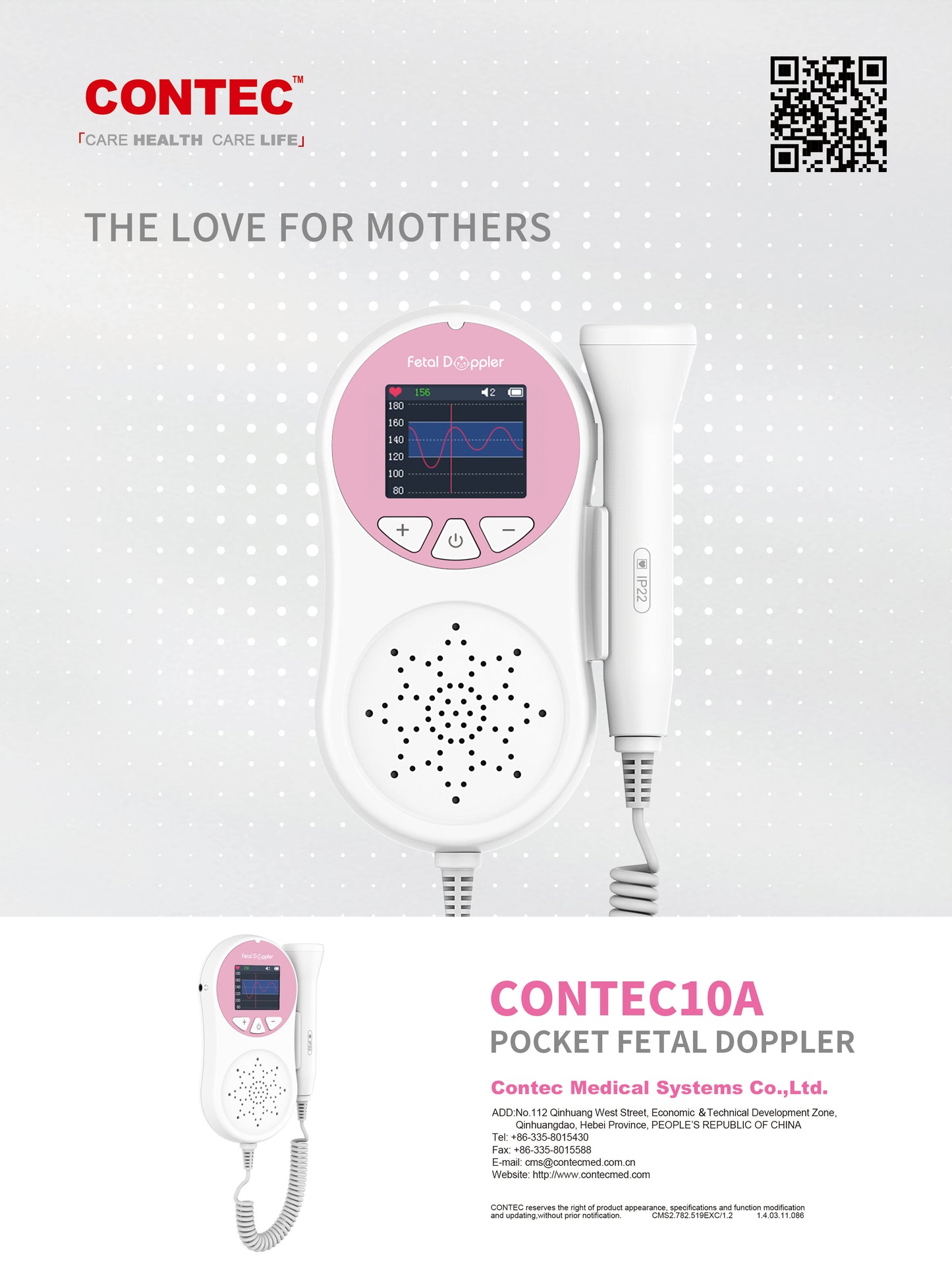 Pocket Fetal Doppler Digits Curve Display Pregnancy Baby Heart Rate Monitor,3Mhz Pink Gadgets