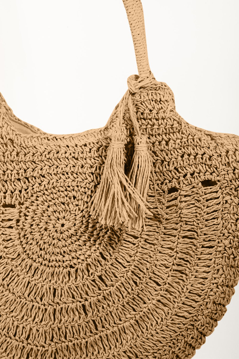 Fame Straw Braided Tote Bag with Tassel apparel & accessories