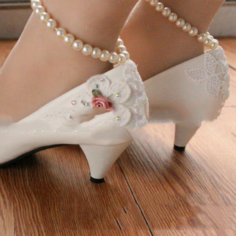 Women's Fashion Decorative Pearl Anklet Wedding Shoes Shoes & Bags