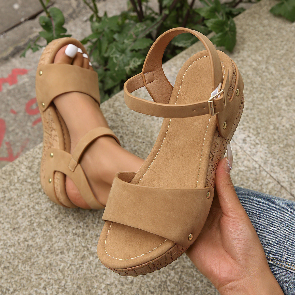 Spring And Summer Women's Buckle Rubber Sole Sandals Shoes & Bags