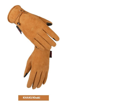 Genuine Leather Gloves Autumn-winter Warm And Thickening Non-slip Touch Screen Fashion apparels & accessories