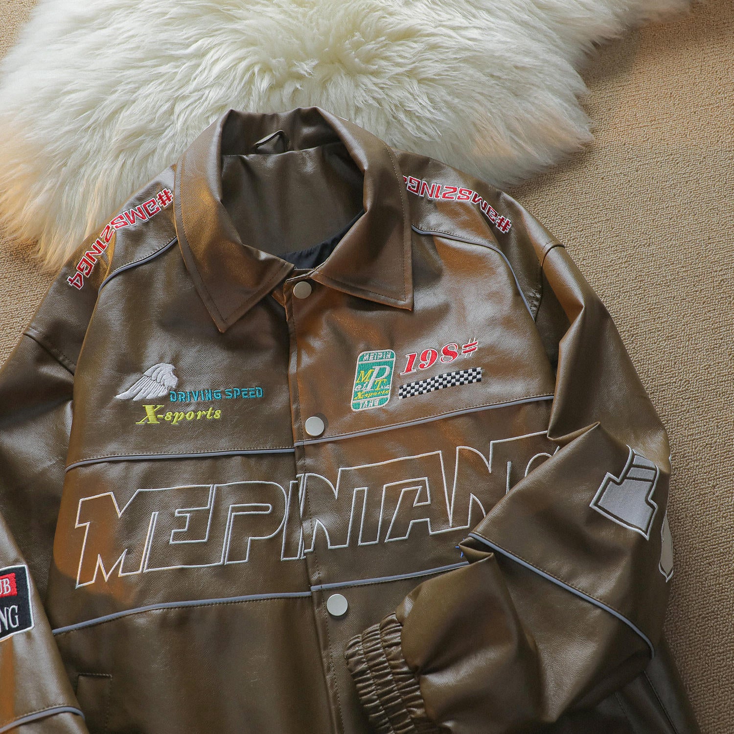 Men's American-style PU Leather Pilot Jacket Baseball Uniform apparels & accessories