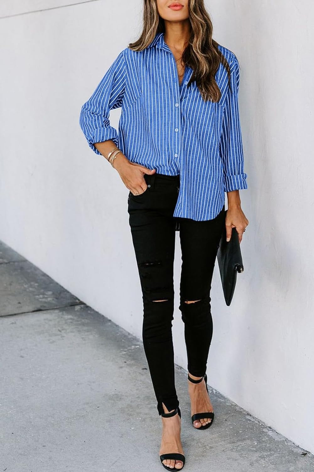 Striped Button Up Long Sleeve Shirt apparel & accessories