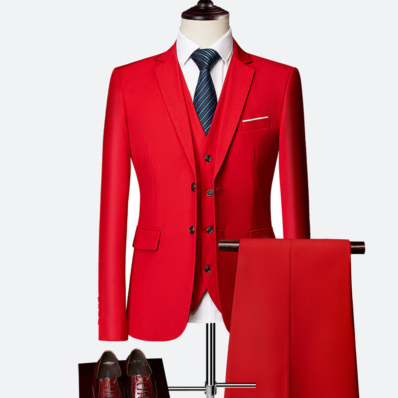 Men's Suit Three-piece Suit British Slim-fitting Wedding Dress Multicolor Plus Size apparels & accessories