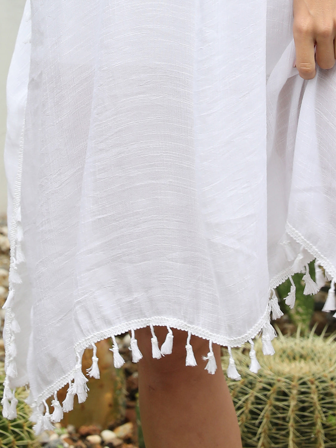 Tassel Cutout Half Sleeve Cover-Up apparel & accessories