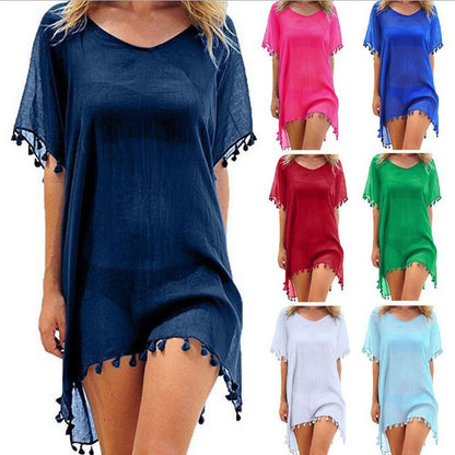 Women Blouses Loose Chiffon Dress Summer Beach Tunic Cover-Up Shirt apparels & accessories