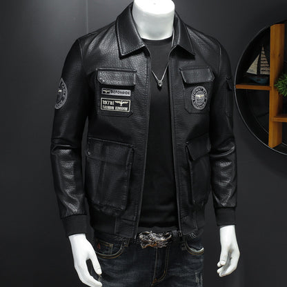 Men's Coat Casual Leather Clothing Slim Fit apparels & accessories