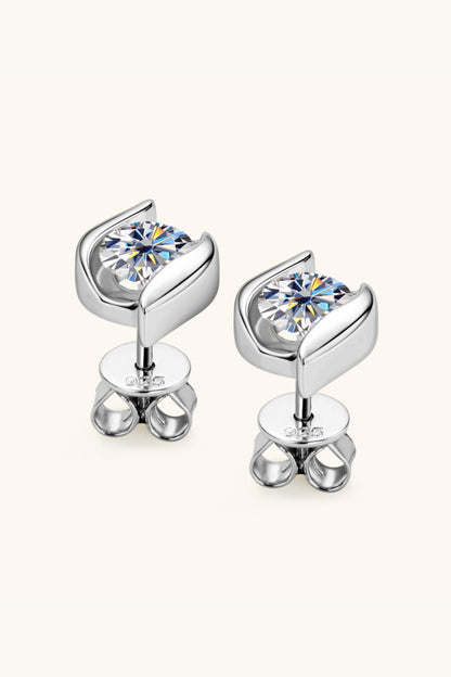 1 Carat Moissanite 925 Sterling Silver Stud Earrings apparel & accessories