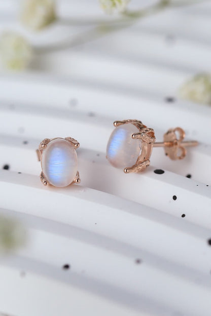 High Quality Natural Moonstone 925 Sterling Silver Stud Earrings apparel & accessories