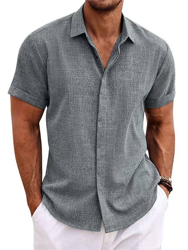 Men's Solid Color Loose Linen Short-sleeved T-shirt apparel & accessories