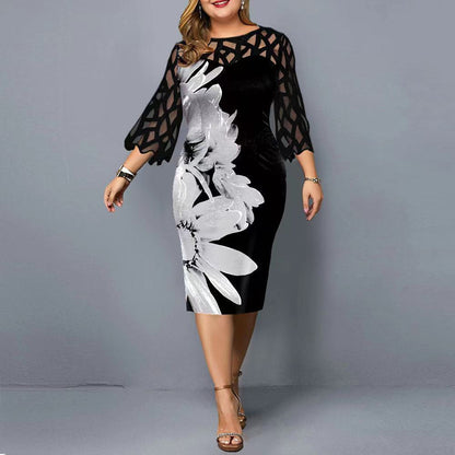 Lace Stitching Plus Size Women Dress Dresses & Tops